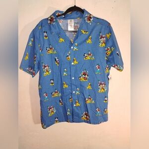 Disney Blue Character Print Men's Casual Shirt